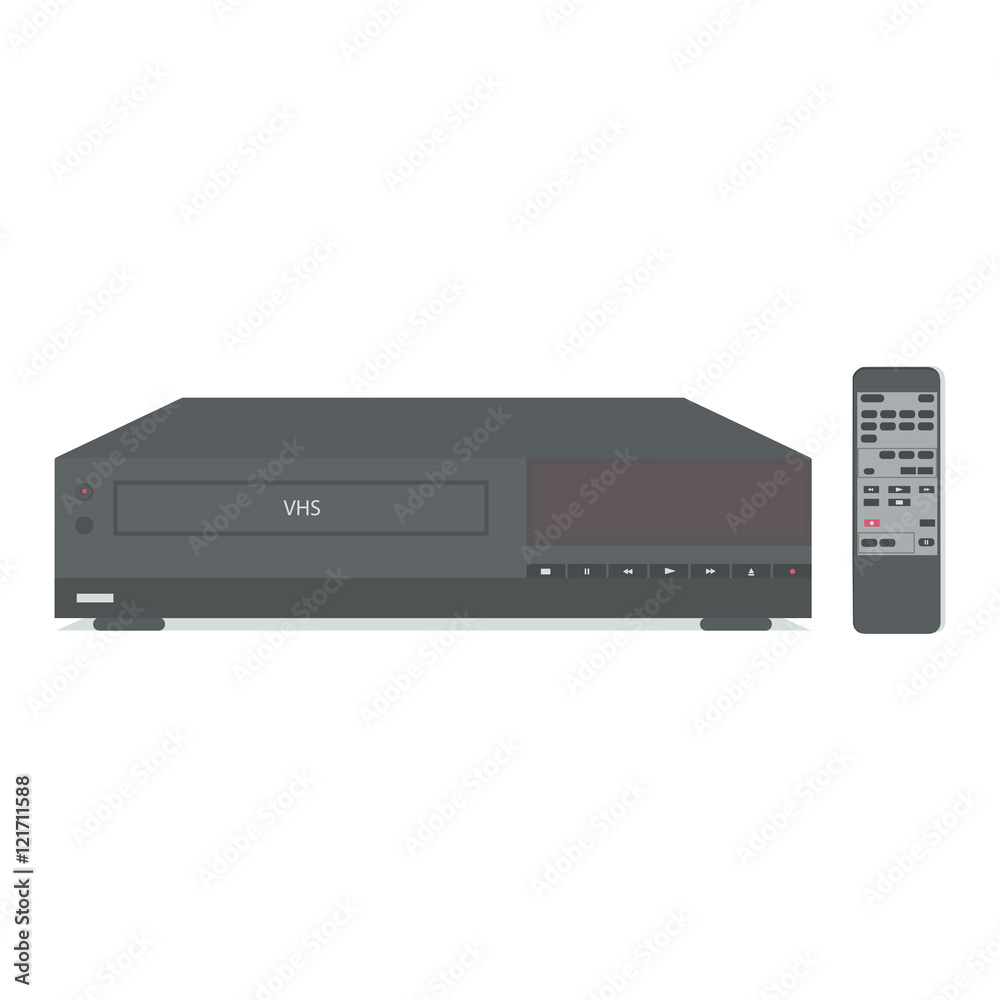 VCR with remote control. Vector illustration. VCR with remote control. Vector illustration.