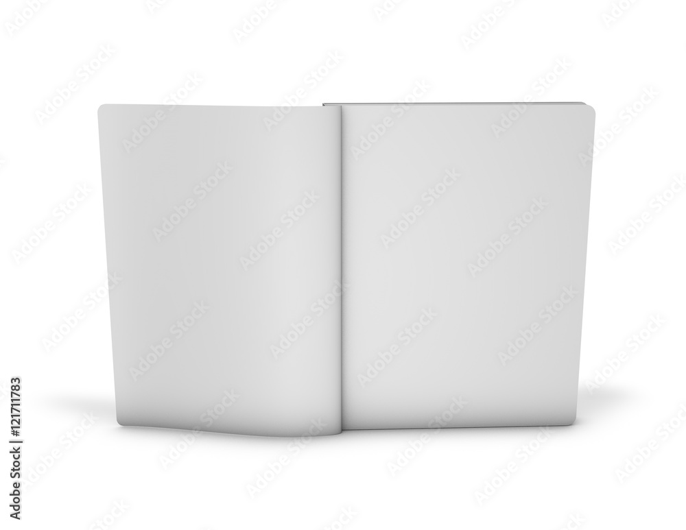 Open blank pages of note book with round corners standing isolated on white background 3D illustration. Open blank pages of note book with round corners standing isolated on white background 3D illustration.