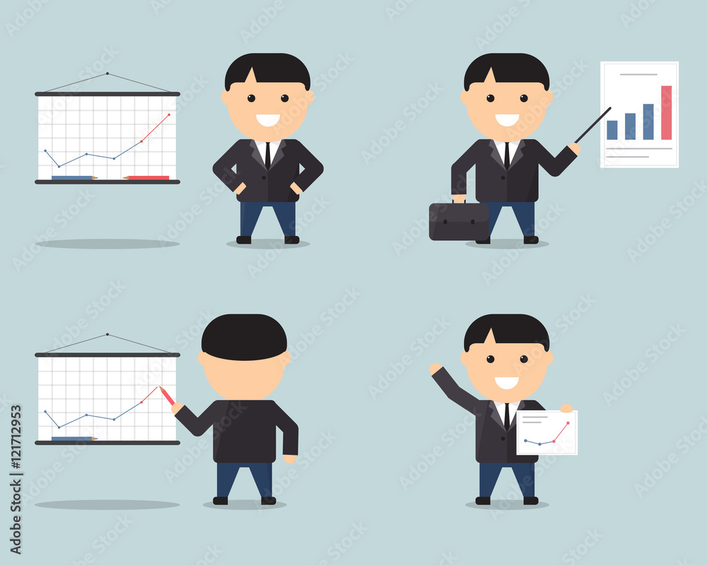 People business project presentation on work. Vector. People business project presentation on work. Vector.