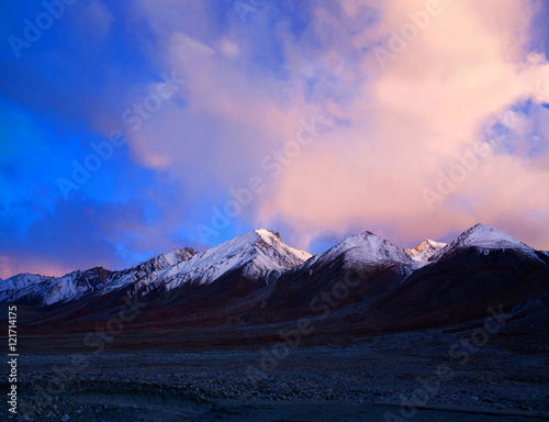 Mountain landscape at Tso Moriri lake in Ladakh, India