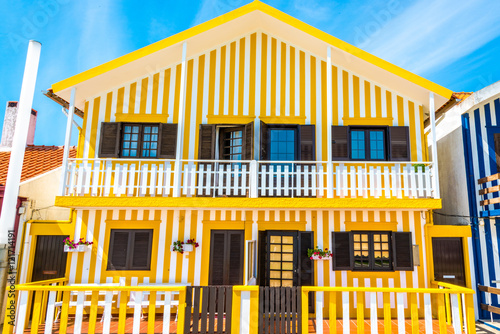 colorful houses in Costa Nova, Aveiro, Portugal
