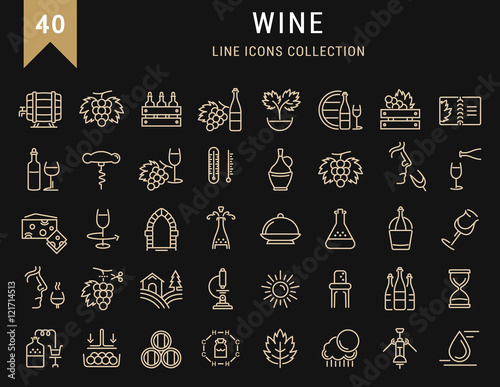 Set Vector Flat Line Icons Wine © M.Style