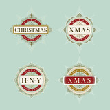 Elegant Christmas vector frame and emblem template set