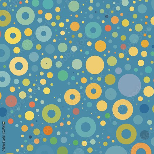 Colorful Abstract Background with Dots, Rings, Bubbles