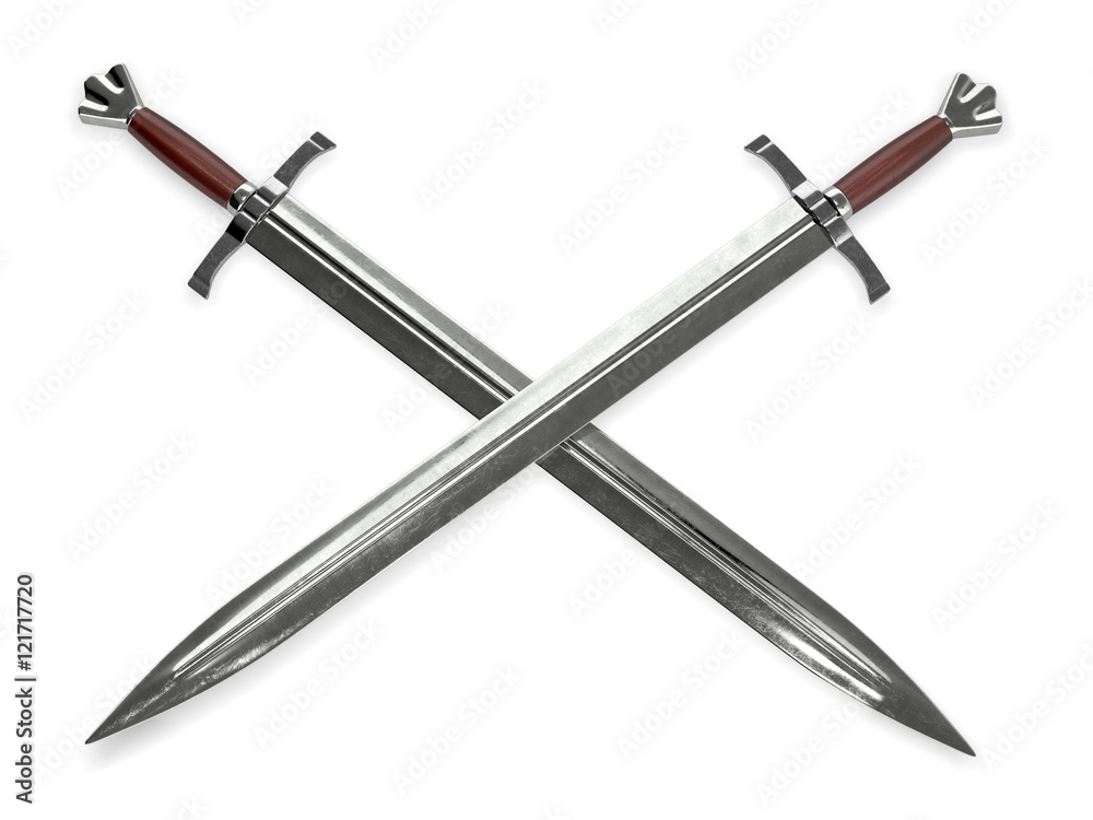 Dual Medieval swords with wooden handles Dual Medieval swords with wooden handles