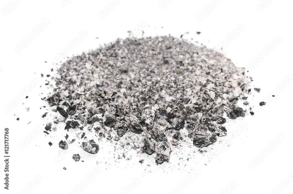 ash isolated on white background, texture with clipping path
