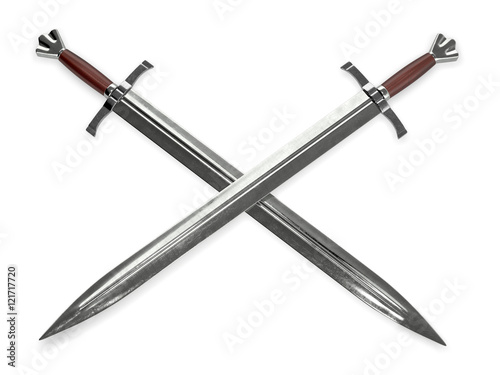 Dual Medieval swords with wooden handles