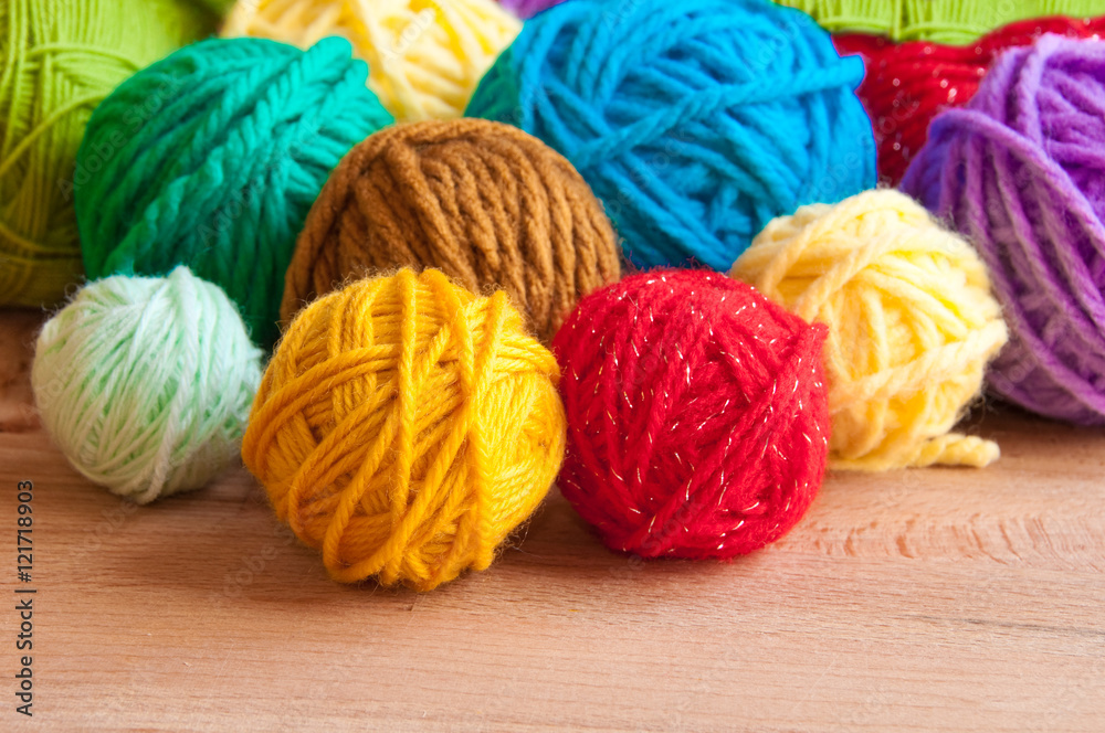 Many colorful wool clews Many colorful wool clews