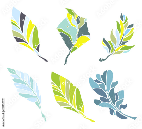 Sketch leaves elements set