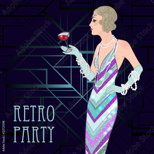 Retro party invitation design template. Vector illustration.