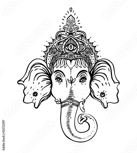 Hindu Lord Ganesha. Vector illustration.