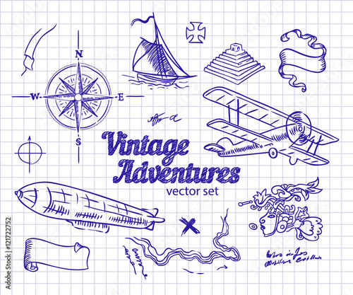 Fotografie Vintage Adventures: vector set