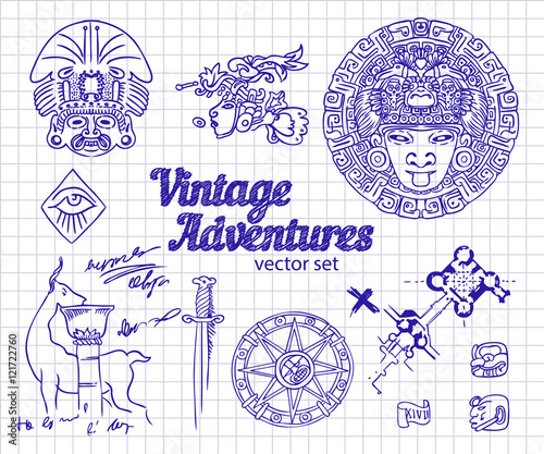 Obraz na plátně Vintage Adventures: vector set