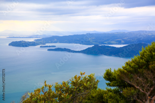 Spectacular view of Whangarei harbor from Mt Manaia, NZ