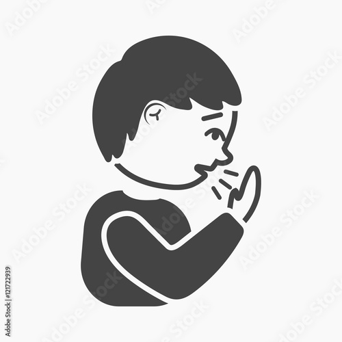 Cough icon cartoon. Single sick icon from the big ill, disease simple.
