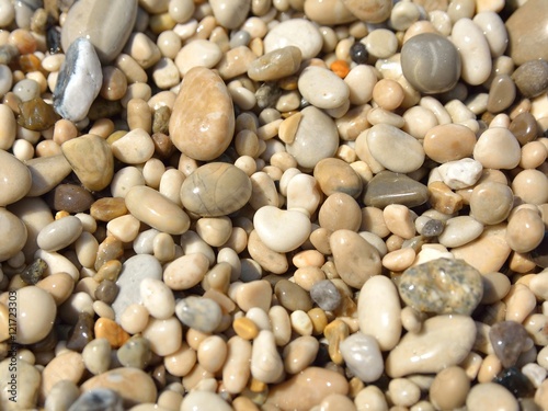 rounded and polished beach rocks