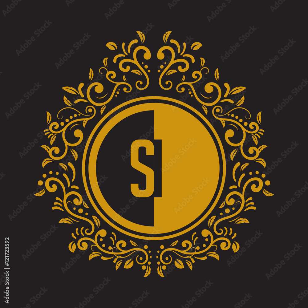 Naklejka premium INITIAL CIRCLE HALF vintage elegant luxury