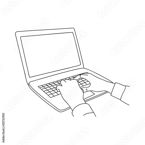 Human hands typing on a laptop keyboard