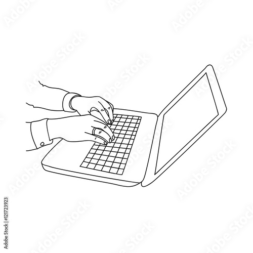 Human hands typing on a laptop keyboard