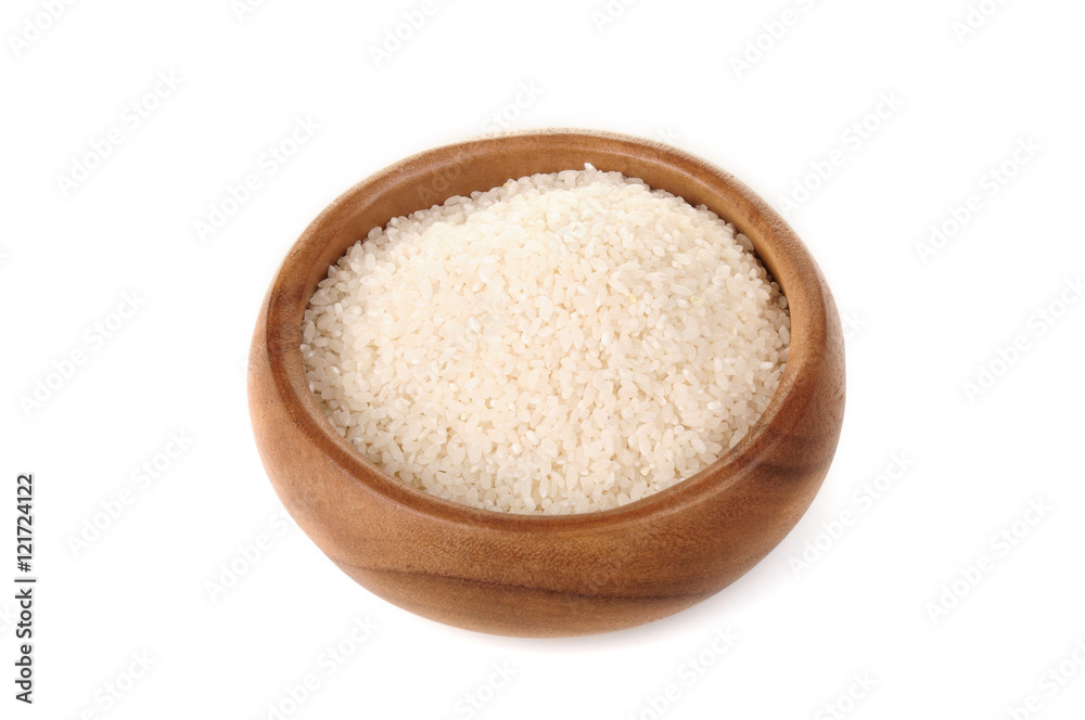 broken rice in a wooden bowl. for healthy cooking ingredient broken rice in a wooden bowl. for healthy cooking ingredient