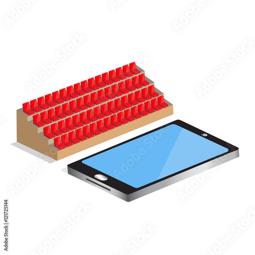 mobile or smartphone empty screen with stadium seats live on mob