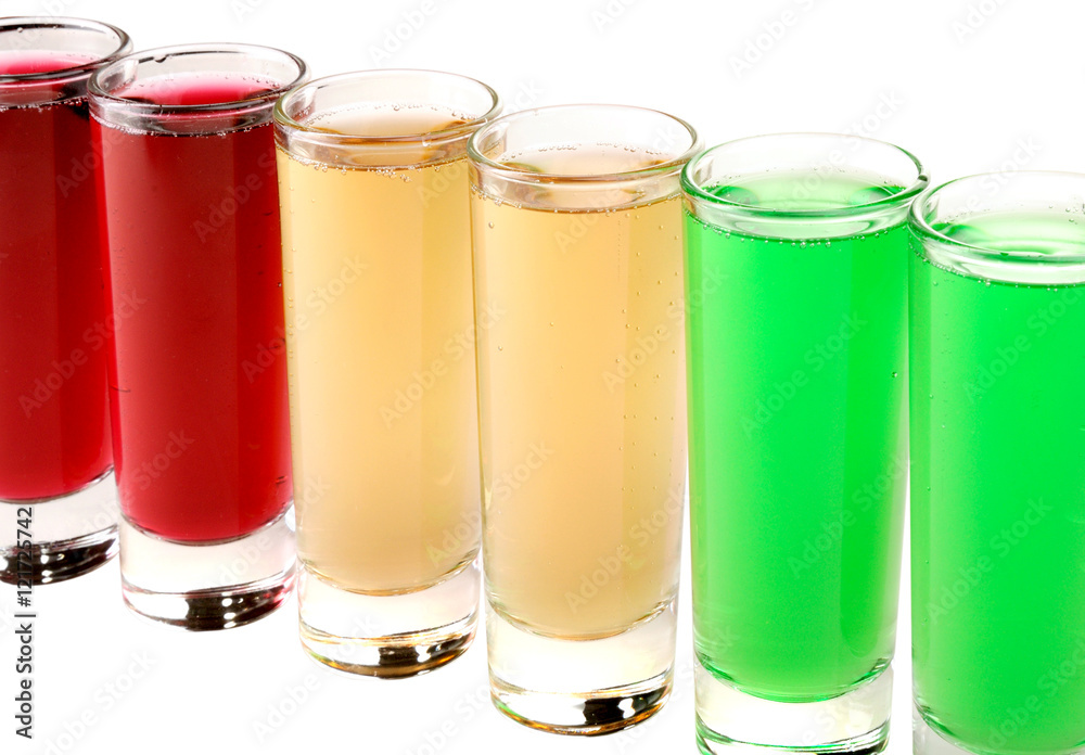 Transparent glass cup with a carbonated beverage Transparent glass cup with a carbonated beverage