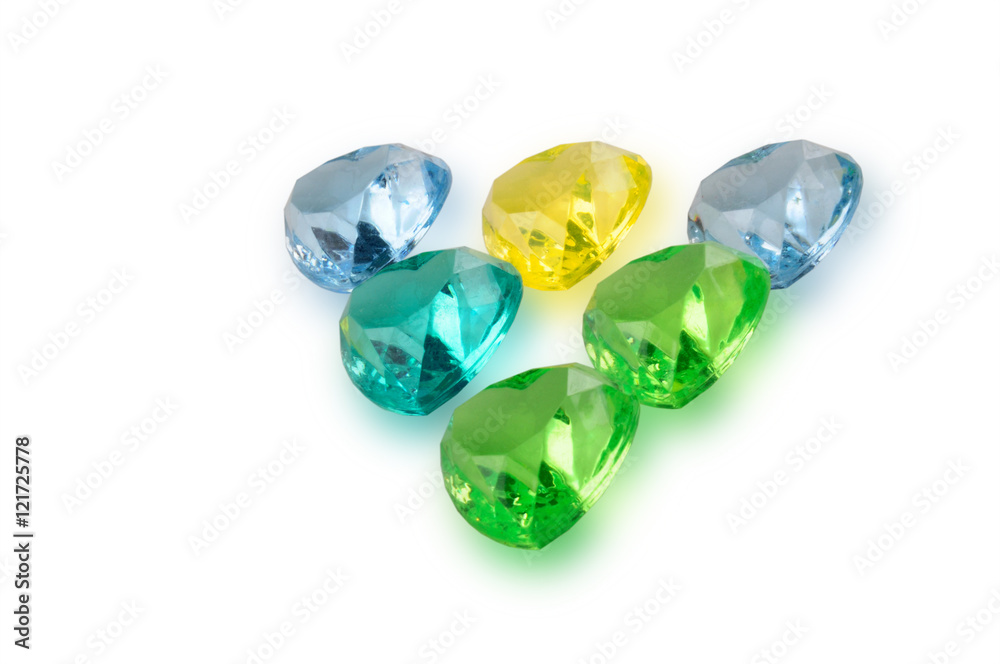 composition of multicolored rhinestones, softfocus