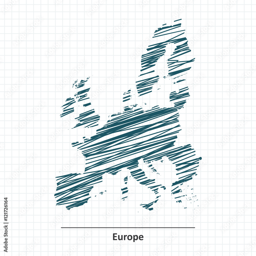 Fototapeta premium Doodle sketch of Europe map
