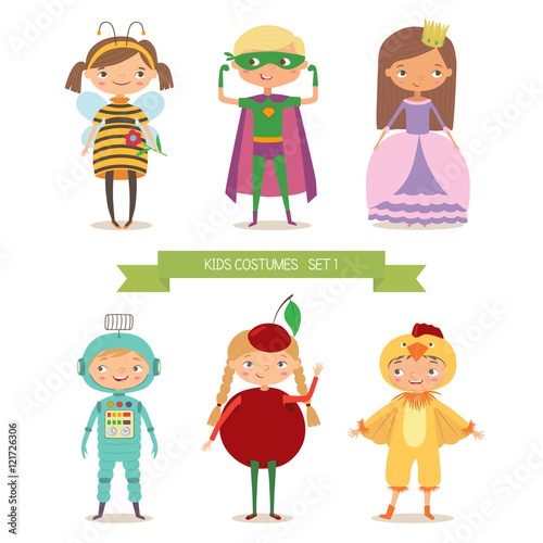 Сute kids in different costume
