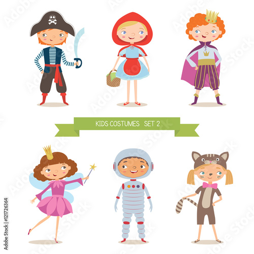 Different kids costumes vector illustration