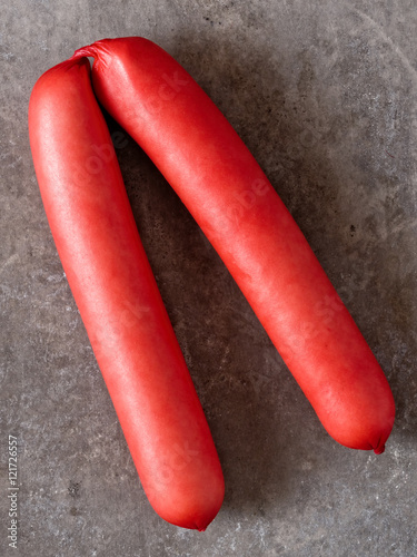rustic english saveloy red pork sausage