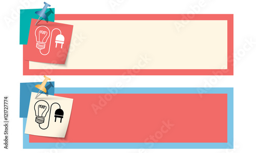 Two text boxes with bulb and pin