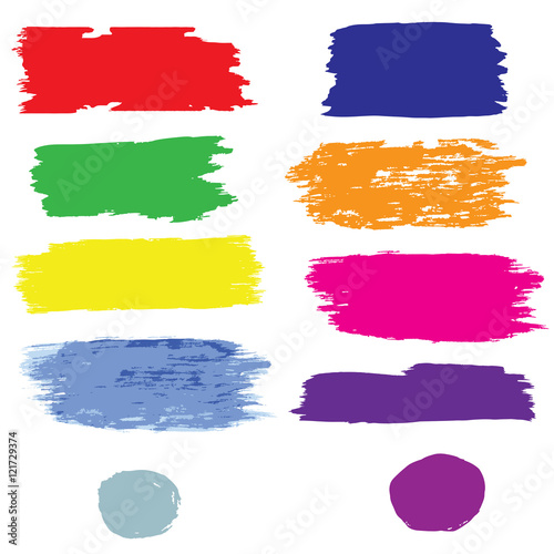 set stains strokes colorful abstract watercolor grunge style isolated on white background design element