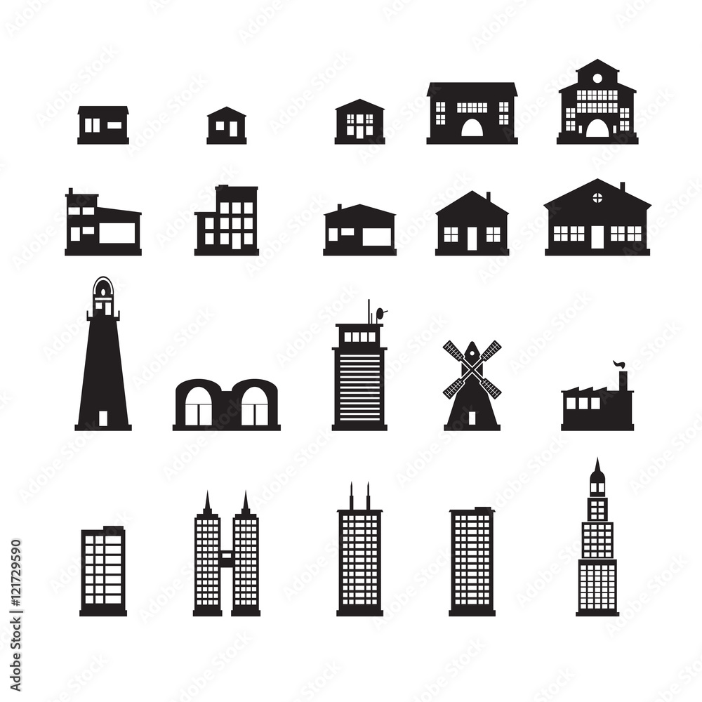 Building icons set Building icons set