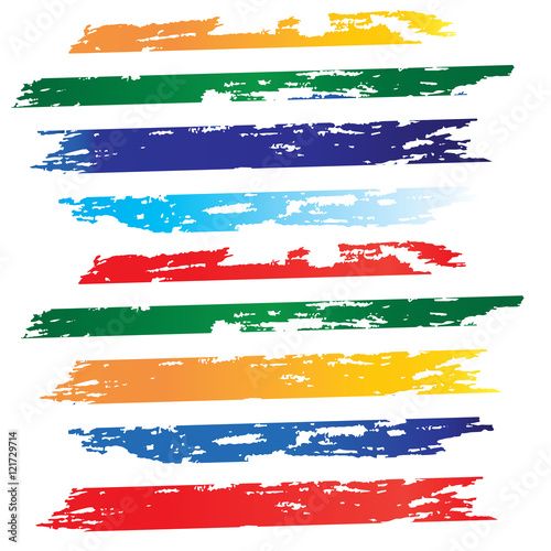 set of brush strokes colorful abstract watercolor grunge style isolated on white background design element