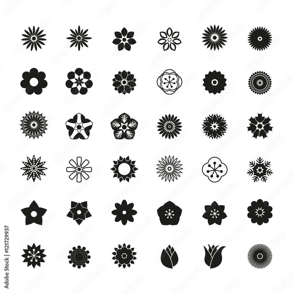 Flower icons set Flower icons set