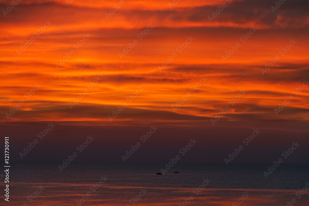 Fototapeta premium Red sunset on Mediterranean sea