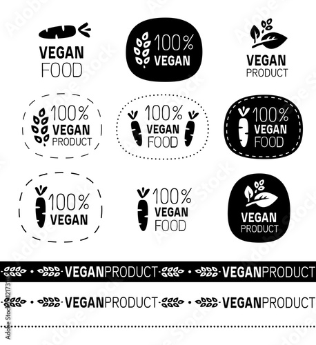 vector vegan sign set