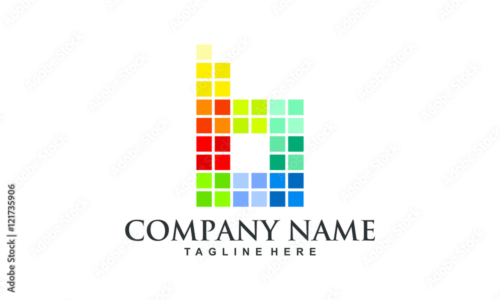 Pixel Colorfull B Initial Logo Illustration