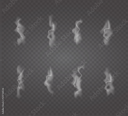Set of transparent white smoke.