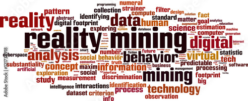 Reality mining word cloud concept. Vector illustration