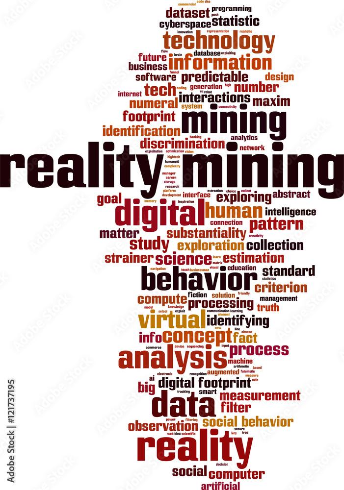 Reality mining word cloud concept. Vector illustration