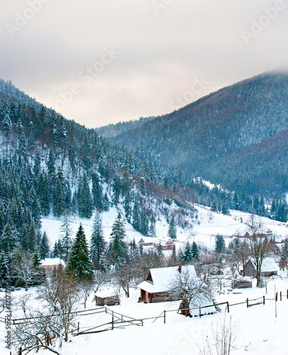 Carpathians Mountains village in the winter