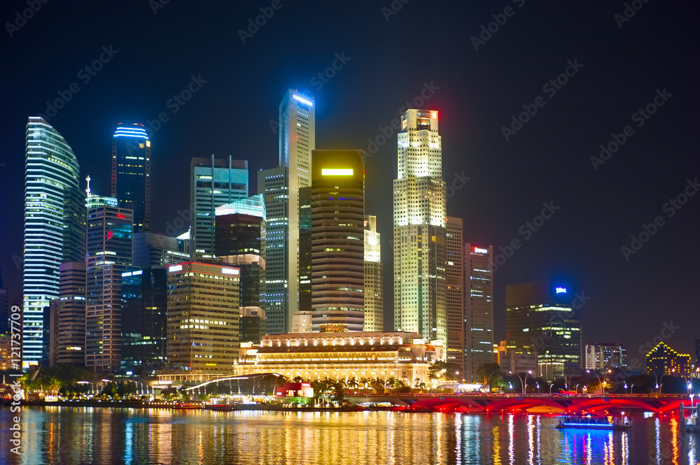 Financial illuminated architecture. Singapore