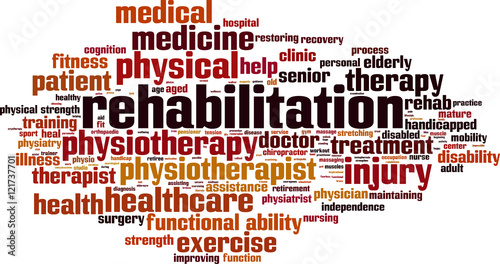 Rehabilitation mining word cloud concept. Vector illustration