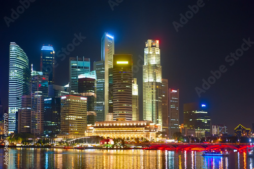 Financial illuminated architecture. Singapore
