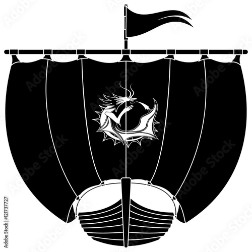 Drakkar icon. Ancientwooden ship of Vikings