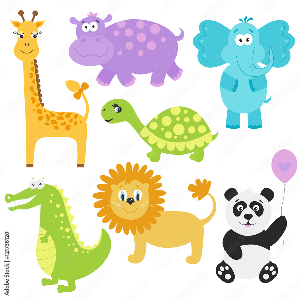 Fototapeta premium Vector illustration of cute cartoon animals.