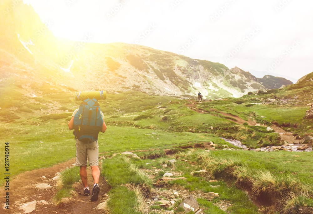 Fototapeta premium Male hiker in the mountains