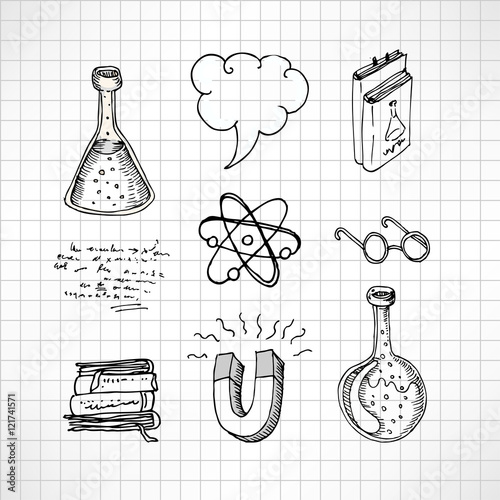Back to school: Doodle style science laboratory elements